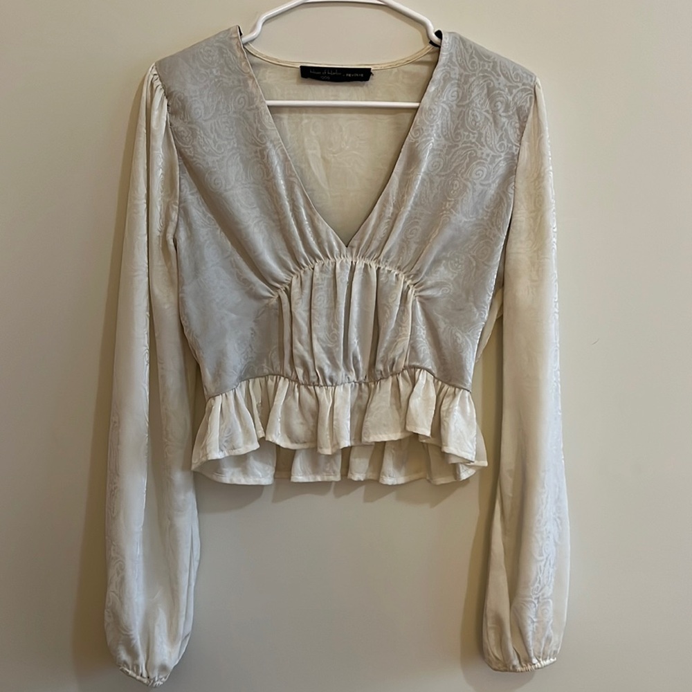 House of Harlow x Revolve White Satin Blouse